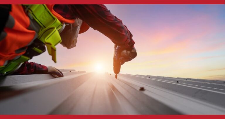 Image of roofer from below with sunshine for roofer safety A.R.M. action resource management