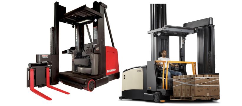 Image of Crown Turret Forklift and Raymond Turret Forklift. Hiring Turret Forklift drivers operators. A.R.M. action resource management